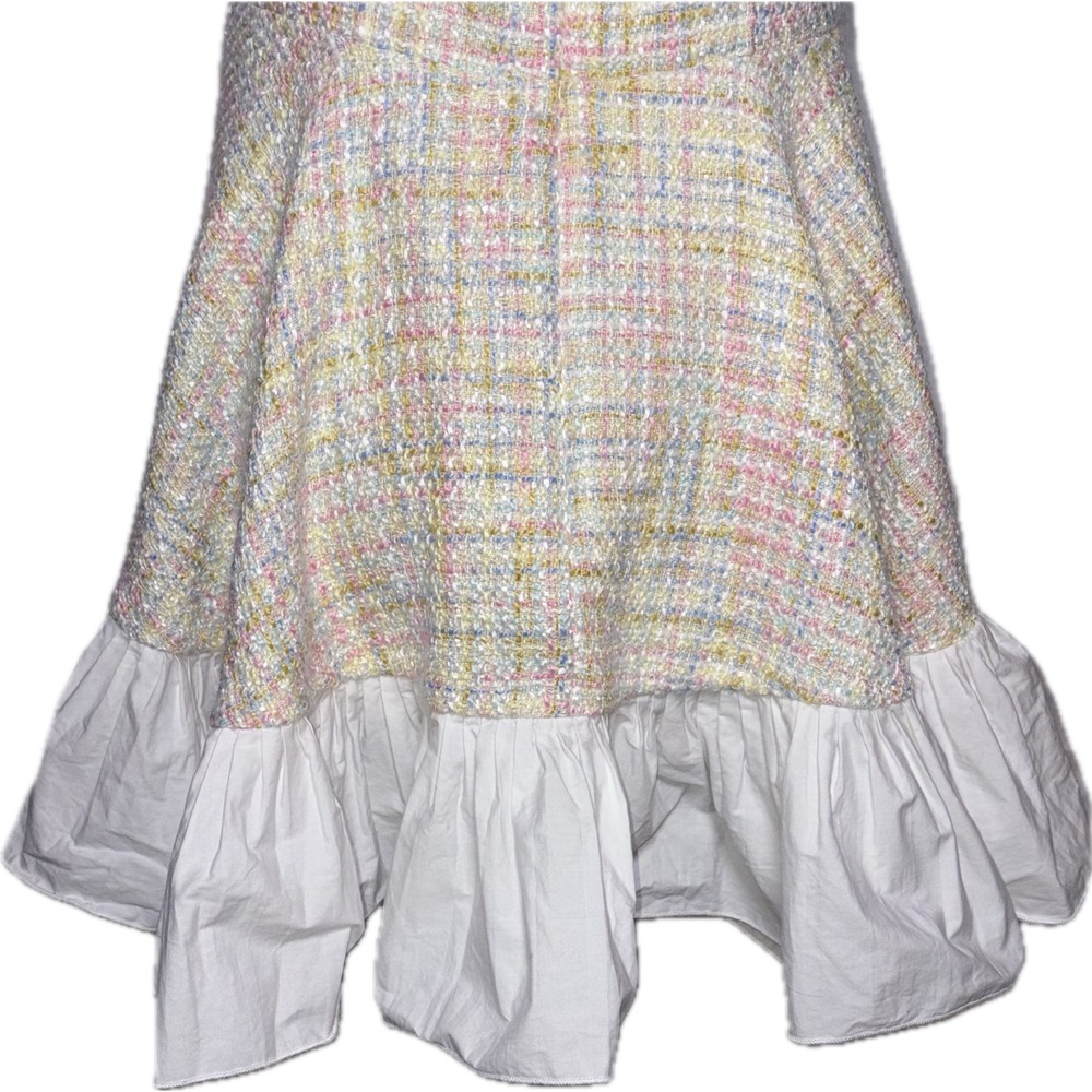 ASOS Luxe Pastel Tweed Ruffle Coquette Mini Dress B38 W33 H48 L26.5 Size 12 - Picture 4 of 12